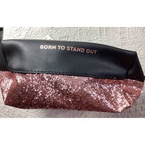 Black & Pink Glitter Avenue 9 "Born To Stand Out" Travel*Makeup* Bag* Zipper*NWT